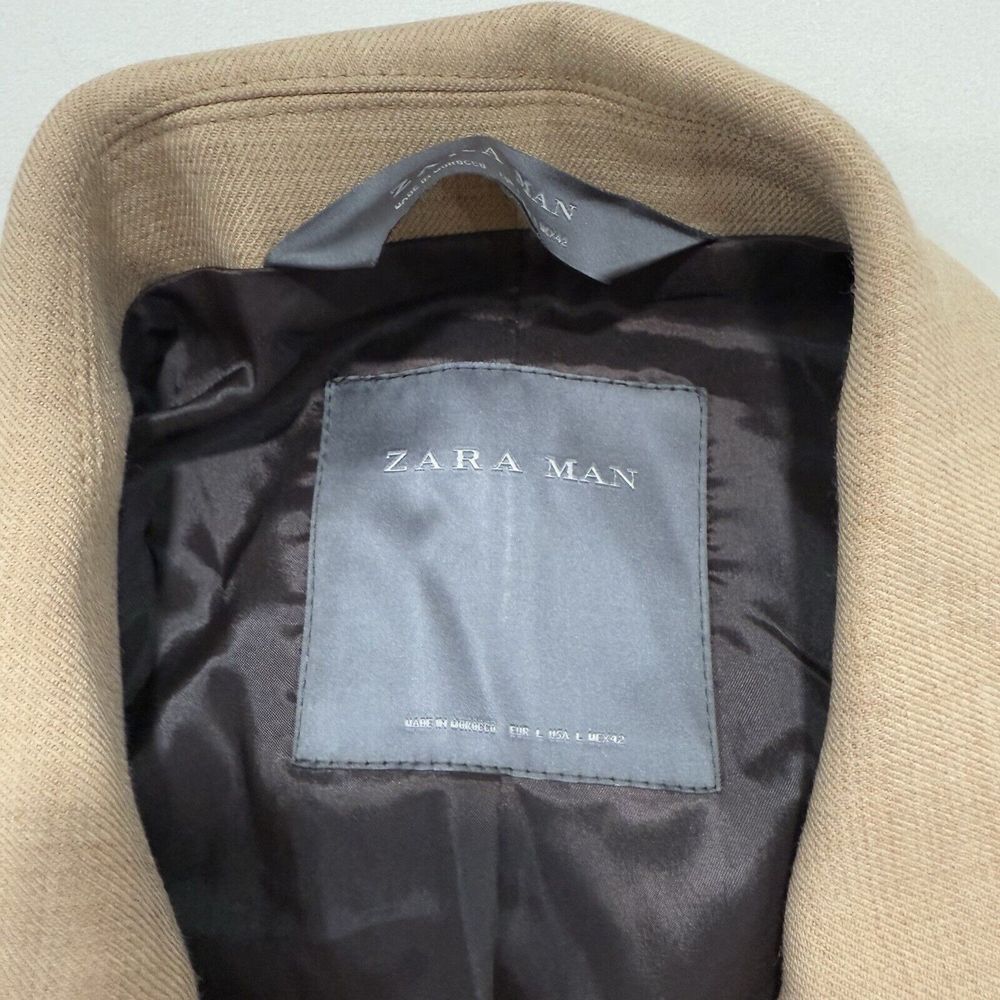 Zara Man Overcoat Blazer Brown Tan Men's L Bottom Closure - Picture 7 of 14